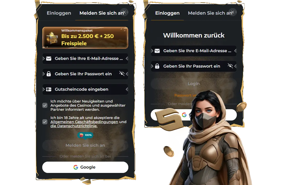 SpinSahara registration and login